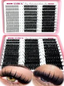 Large Capacity Eyelash Book 570pcs Russian Lash Extensions Kit Spikes Lash Individuals 3D Volume Eyelash Clusters D-Curly Lash Clusters Kit 10-18MM DIY Eyelash Extensions, 6 Styles Lash Clusters Spike Lashes Individual Lash Clusters, Multi-Type Natural Lo