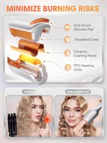 SHEGLAM HAIR Beach Babe Hair Waver,Ionic Hair Waver,Waver Curling Iron,2 Barrel Hair Crimper With Anti-Scald,50 Million Ions & 10 Min Quick Wave,Smart Timer & Adjustable Temps,Easy To Use Hair Tool For Women - US Plug Graduation Birthday Holiday Summer Fa