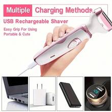 New 4-In-1 Multifunction Electric Shaver, Portable Rechargeable Electric Facial Hair Trimmer With 4 Heads, Women Electric Beauty Shaver