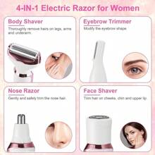 New 4-In-1 Multifunction Electric Shaver, Portable Rechargeable Electric Facial Hair Trimmer With 4 Heads, Women Electric Beauty Shaver