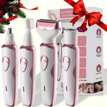 New 4-In-1 Multifunction Electric Shaver, Portable Rechargeable Electric Facial Hair Trimmer With 4 Heads, Women Electric Beauty Shaver