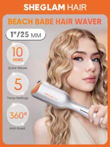 SHEGLAM HAIR Beach Babe Hair Waver,Ionic Hair Waver,Waver Curling Iron,2 Barrel Hair Crimper With Anti-Scald,50 Million Ions & 10 Min Quick Wave,Smart Timer & Adjustable Temps,Easy To Use Hair Tool For Women - US Plug Graduation Birthday Holiday Summer Fa