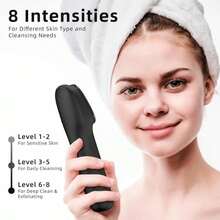 Facial Cleansing Brush Portable Waterproof Rechargeable Face Wash Brush, Electric Deep Cleaning For Men &Amp; Women (Black)