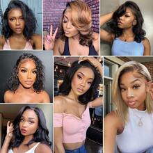 Bob Wig Human Hair Pre Plucked 12 Inch 13X4 Lace Closure Human Hair Bob Wigs Body Wave Human Hair Wig For Women 200% Density Human Hair