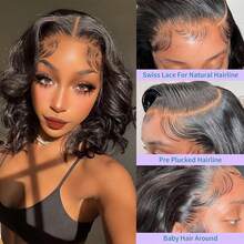 Bob Wig Human Hair Pre Plucked 12 Inch 13X4 Lace Closure Human Hair Bob Wigs Body Wave Human Hair Wig For Women 200% Density Human Hair