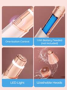 Teckwe Rechargeable Portable Electric Eyebrow Trimmer, Painless Eyebrow Epilator, Eyebrow Shaver For Women, Face Razor Tool, Also For Leg Lip Armpit Hand, Peach Fuzz-Rose Gold