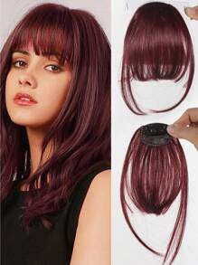 Synthetic Clip In Bangs Front Neat Black Brown Bangs Hairpiece Fake Wig Piece Bangs Hairpiece Clip In Hair Extensions For Women Daily Wear