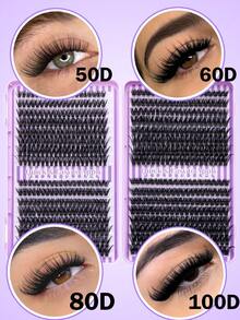 640PCS 50D+60D+80D+100D Curl Natural Lash Clusters – Wispy Eyelash Extensions, Soft & Comfortable Cluster Lashes, 0.31"–0.63" Mixed Length, Reusable Faux Mink Lashes For Natural To Bold Look, Perfect For Daily Wear, Wedding, Party, Christmas, Valentine's,