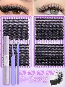 640PCS 50D+60D+80D+100D Curl Natural Lash Clusters – Wispy Eyelash Extensions, Soft & Comfortable Cluster Lashes, 0.31"–0.63" Mixed Length, Reusable Faux Mink Lashes For Natural To Bold Look, Perfect For Daily Wear, Wedding, Party, Christmas, Valentine's,