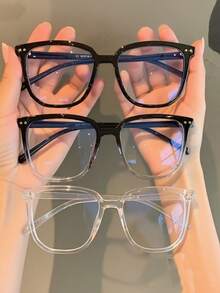 3pcs Blue Light Blocking Glasses - Fashion Square Fake Eyeglasses, Anti Ray Computer Gaming Glasses, Blue Blockers Glasses For Women/Men