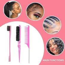 GOIPLE 7pcs Hair Care Set Edge Control Long-Lasting Hold Tames Frizz Rose & Black Castor Oil Nourishes Scalp Strengthens Hair Satin Bonnet Protects Hair Overnight Combs Brushes For Gentle Detangling Bands For Secure Styling For Daily Hair Nourishment & St