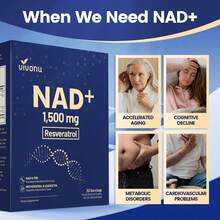 VivoNu Liposomal NAD+ Supplement With Resveratrol, Anti-Aging, Energy Boost & Cellular Health Support, 15.2 Fl. Oz NAD Liquid For Men & Women (30 Pouch)