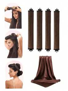 4/5 Piece Set Of Women's Curling Tools, Silky And Supple Heat-Free Curling Hair Set, Including Curling Iron And Electric Curling Iron, Suitable For Sleeping, High Resilience Rubber Filling, Softer And More Durable, Easy To Create Curly Hair, A Must-Have F