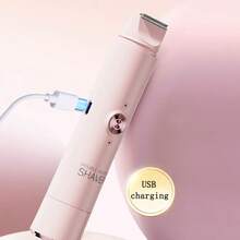 2-In-1 Electric Shaver, Suitable For Women - Dual Head Bikini Trimmer, Wet & Dry Use, Cordless Rechargeable Painless Hair Remover For Bikini, Eyebrows, Underarms And Face - Gentle Beige Friendly, Painless, Portable, USB Charging, Lithium Battery, Ergonomi