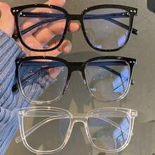 3pcs Unisex Square Frame Daily Wear Optical Glasses, Campus Style Face-Flattering Blue Light Blocking Glasses
