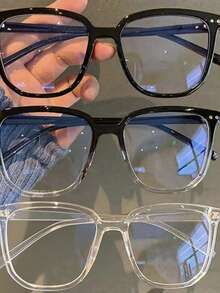 3pcs Unisex Square Frame Daily Wear Optical Glasses, Campus Style Face-Flattering Blue Light Blocking Glasses