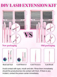 Golden Unwinding 640PCS 30D40D50DDramatic C-Curl 8-16MM Mix DIY Lash Extension Kit Set DIY Bottom Lashes Eyelashes Book Big Volume Soft Individual Cluster Lashes Create A Fluffy Natural Wispy Y2k Butterfly Elements Pink Base Card Look At Home Long Lasting