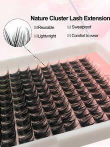 D Curl 176 PCS Lash Clusters Wispy Cluster Eyelash Extensions Puffy Individual Lashes 9-16mm Waterproof Natural Lash Extension DIY Cluster Lashes With Soft Thin Band