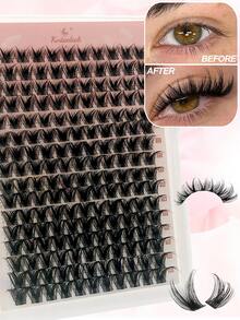 D Curl 176 PCS Lash Clusters Wispy Cluster Eyelash Extensions Puffy Individual Lashes 9-16mm Waterproof Natural Lash Extension DIY Cluster Lashes With Soft Thin Band