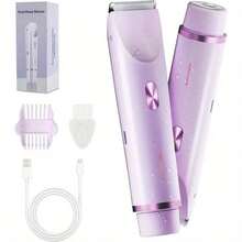 Women Bikini Trimmer, Dual-Head Hair Trimmer For Women,2-In-1 Bikini Shaver With Ceramic Blade Heads & Type-C Charging Port, Electric Razors For Women Pubic Hair,Underarms,Legs,Arms,Face, Holiday Gift