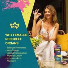 Female-Optimized Beef Organ Superfood Supplement (Beef Liver, Kidney, Heart, & 3 More) - 100% Grass Fed, Pasture Raised Cattle - Women Balance, Energy, & More For Women