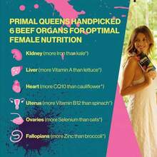 Female-Optimized Beef Organ Superfood Supplement (Beef Liver, Kidney, Heart, & 3 More) - 100% Grass Fed, Pasture Raised Cattle - Women Balance, Energy, & More For Women