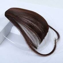 Clip In Bangs Front Neat Light Brown Bangs Hairpiece Synthetic Fake Wig Piece Bangs Hairpiece Clip In Hair Extensions For Women Heat Resistant