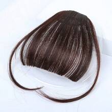 Clip In Bangs Front Neat Light Brown Bangs Hairpiece Synthetic Fake Wig Piece Bangs Hairpiece Clip In Hair Extensions For Women Heat Resistant