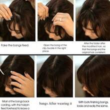 Clip In Bangs Front Neat Light Brown Bangs Hairpiece Synthetic Fake Wig Piece Bangs Hairpiece Clip In Hair Extensions For Women Heat Resistant