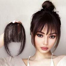 Clip In Bangs Front Neat Light Brown Bangs Hairpiece Synthetic Fake Wig Piece Bangs Hairpiece Clip In Hair Extensions For Women Heat Resistant