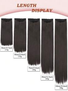 Black-Brown Extra Long Straight Hair 20~40 Inch 5 Clips In Hairtail Extension For Ladies Girls Clip In Extensions Hairpieces For Women Suitable For Various Occasions Including Music Festivals, Parties, Cosplay, Holidays And All Season