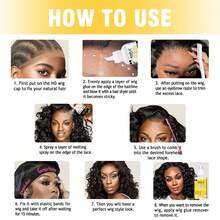 Goiple Waterproof Lace Glue Kit Wig Lace Bond Melting Spray Extra Hold For Lace Front Glueless Adhesive, Includes Lace Melting And Holding Spray, Wig Glue, Adhesive Remover, Rat Tail Comb, Teasing Brush, Double Sided Brush, Eyebrow Trimmer, Elastic Hair B