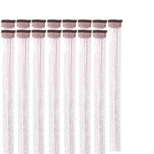 6Pcs Hair Tinsel Clip In 23.6Inch Glitter Tinsel Hair Extensions Clip In Hair Tinsel Kit Heat Resistant Shiny Sparkle Fairy Hair Accessories For Women (Pink)