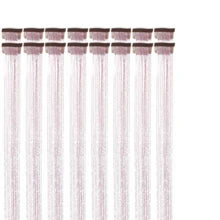 6Pcs Hair Tinsel Clip In 23.6Inch Glitter Tinsel Hair Extensions Clip In Hair Tinsel Kit Heat Resistant Shiny Sparkle Fairy Hair Accessories For Women (Pink)
