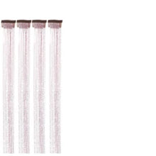 6Pcs Hair Tinsel Clip In 23.6Inch Glitter Tinsel Hair Extensions Clip In Hair Tinsel Kit Heat Resistant Shiny Sparkle Fairy Hair Accessories For Women (Pink)
