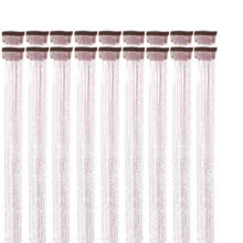 6Pcs Hair Tinsel Clip In 23.6Inch Glitter Tinsel Hair Extensions Clip In Hair Tinsel Kit Heat Resistant Shiny Sparkle Fairy Hair Accessories For Women (Pink)