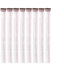 6Pcs Hair Tinsel Clip In 23.6Inch Glitter Tinsel Hair Extensions Clip In Hair Tinsel Kit Heat Resistant Shiny Sparkle Fairy Hair Accessories For Women (Pink)