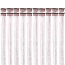 6Pcs Hair Tinsel Clip In 23.6Inch Glitter Tinsel Hair Extensions Clip In Hair Tinsel Kit Heat Resistant Shiny Sparkle Fairy Hair Accessories For Women (Pink)