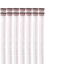 6Pcs Hair Tinsel Clip In 23.6Inch Glitter Tinsel Hair Extensions Clip In Hair Tinsel Kit Heat Resistant Shiny Sparkle Fairy Hair Accessories For Women (Pink)