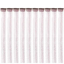 6Pcs Hair Tinsel Clip In 23.6Inch Glitter Tinsel Hair Extensions Clip In Hair Tinsel Kit Heat Resistant Shiny Sparkle Fairy Hair Accessories For Women (Pink)