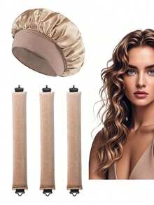 4/5 Piece Set Of Women's Curling Tools, Silky And Supple Heat-Free Curling Hair Set, Including Curling Iron And Electric Curling Iron, Suitable For Sleeping, High Resilience Rubber Filling, Softer And More Durable, Easy To Create Curly Hair, A Must-Have F