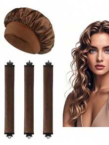 4/5 Piece Set Of Women's Curling Tools, Silky And Supple Heat-Free Curling Hair Set, Including Curling Iron And Electric Curling Iron, Suitable For Sleeping, High Resilience Rubber Filling, Softer And More Durable, Easy To Create Curly Hair, A Must-Have F