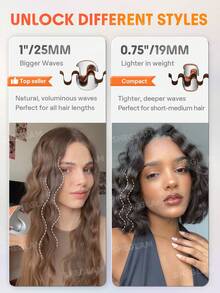 SHEGLAM HAIR Beach Babe Hair Waver,Ionic Hair Waver,Waver Curling Iron,2 Barrel Hair Crimper With Anti-Scald,50 Million Ions & 10 Min Quick Wave,Smart Timer & Adjustable Temps,Easy To Use Hair Tool For Women - US Plug Graduation Birthday Holiday Summer Fa