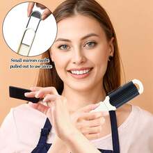 1 Pc /2Pc/4Pc/ 6Pc Foldable Hair Brush With Mirror, Compact Travel Hair Brushes Folding Hairs Brush For Women And Men, Portable Mini Pocket-Size Massage Comb For Gym, Trips, Purse And Styling (Retractable Mirror)