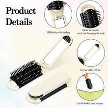 1 Pc /2Pc/4Pc/ 6Pc Foldable Hair Brush With Mirror, Compact Travel Hair Brushes Folding Hairs Brush For Women And Men, Portable Mini Pocket-Size Massage Comb For Gym, Trips, Purse And Styling (Retractable Mirror)