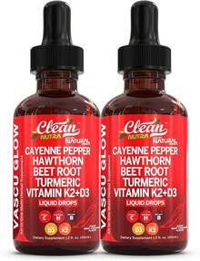 MONTUE CleanNutra Cayenne Pepper Drops Supplement Liquid + Hawthorn Berry, Vitamin D3 K2 Beet Root Powder, Ceylon Cinnamon, Turmeric Curcumin, Organic Panax Ginseng, Berberine Extract 2 Pack