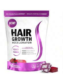 MONTUE Force Factor Hair Accelerator Soft Chews, Hair Vitamins For Women And Men With Clinically Studied Lustriva And Biotin, Promotes Thicker, Fuller, Stronger Hair, Mixed Berry, 60 Soft Chews