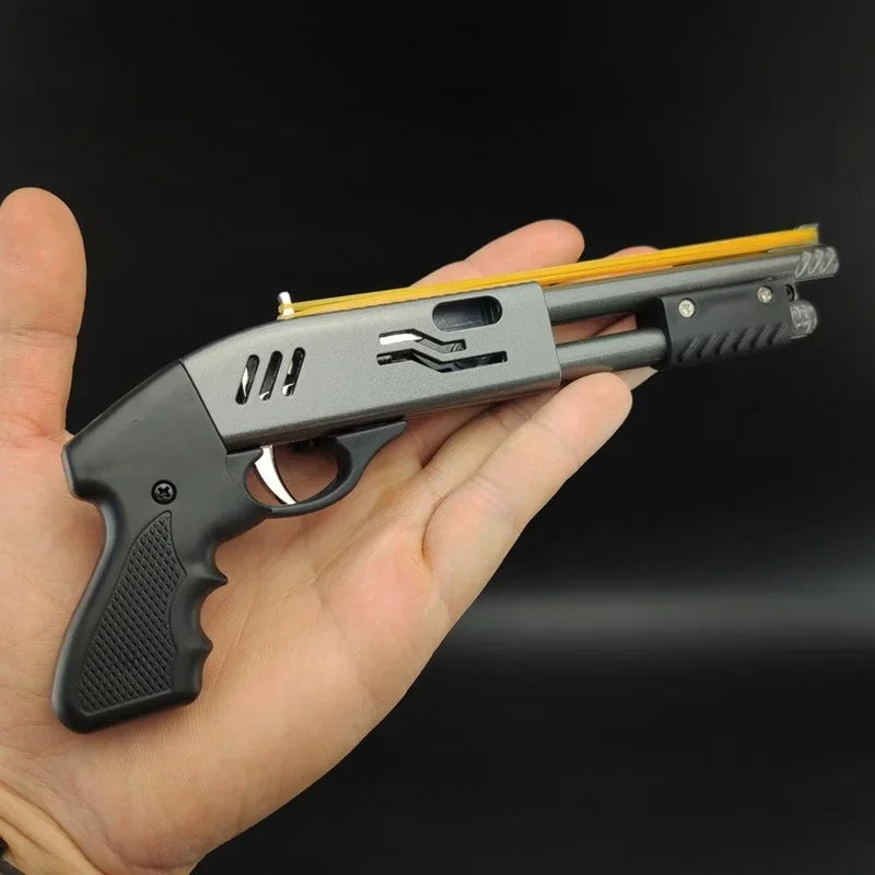 Mini Alloy Rubber Band Rifle Sprayer Toy Gun 8 Bursts Rubber Miniature Pistol Model Ornaments Toy Gun For Boys Chrismas gift