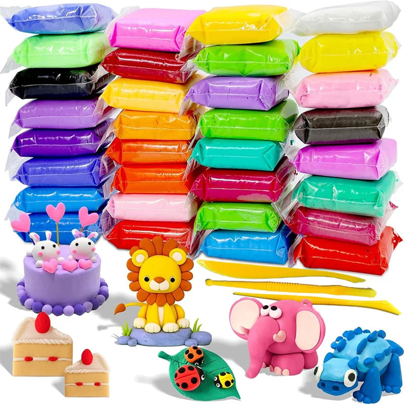 12/24/36pcs Color Clay Air-dried Clay Set DIY Crafts Ultra Light Plastic Clay with Carving Tools for Friends Children Gifts