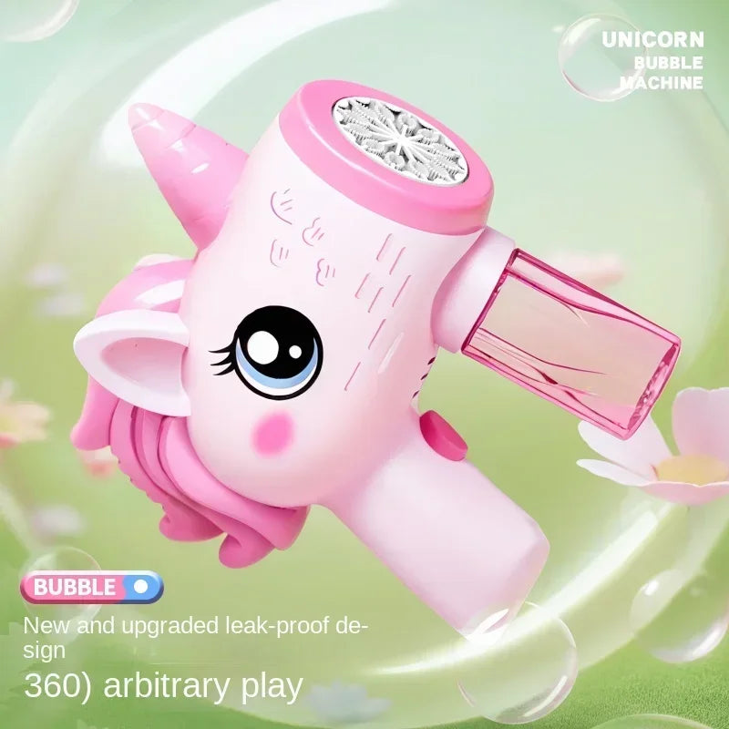 Unicorn Bubbles Machine Automatic Soap Blower Bubble Blowing Toy Electric Bubble Gun Outdoor Party Games Toy